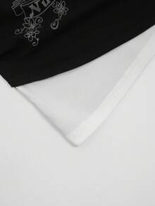 Áo nữ kiểu Y2K cổ điển, hở lưng, buộc dây, ôm sát, in họa tiết nốt nhạc, tay ngắn, hở vai, thích hợp mặc đi nghỉ mát, màu đen. - màu đen - Xem 6