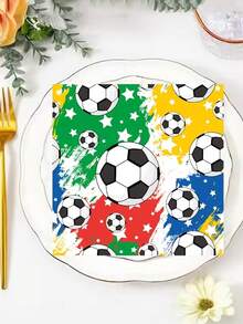 40 piezas/20 piezas Servilletas con temática de fútbol - Diseñadas con estrellas, balones de fútbol y colores vibrantes, perfectas para decorar fiestas de fútbol, reuniones de la Copa Mundial, despedidas de soltero y diversos eventos temáticos. - Talla única - Ver 6