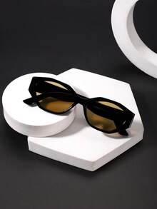 1副男士聚碳酸酯不规则几何眼镜框，时尚简约独特休闲百搭眼镜，镜腿设计别致，适合日常佩戴、街头摄影、旅行度假等场合，附赠眼镜盒 - 彩色 - 查看 8