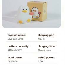 Đèn ngủ LED cho trẻ em, đèn ngủ hình động vật dễ thương, đèn ngủ hình vịt Kawaii bằng silicon, đèn ngủ cho bé có thể điều chỉnh độ sáng, đèn cảm ứng USB cho phòng bé, quà tặng cho trẻ em. - Nhiều màu - Xem 6