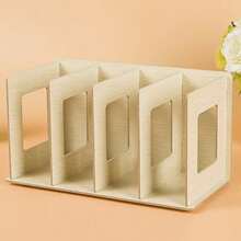 1pc Desktop Storage Box, Wooden Bookshelf, Minimalist Style Student Dorm Storage Box, Creative Handmade CD Rack, Classic Design, Desktop Organizer - Multicolor - View 17