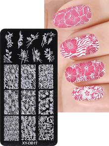 1/3pcs Floral Leaf Butterfly Line Design Nail Art Stamping Plate Reusable Full Cover Flower Pattern Metal Nail Template Spring Summer Stamping Stencil Carved Pattern Stainless Steel Salon Tool DIY Spring Nail - Silver - View 13