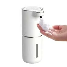 DONASIRA Dispensador de jabón automático por sensor infrarrojo de gran capacidad de 380ml, bajo nivel de ruido, dispensador eléctrico de detergente para el hogar de descarga rápida, botella portátil para lavado de manos, apto para desinfección de manos y limpieza del hogar, resistente al agua IPX5, recargable por USB tipo C, 4 niveles ajustables de espuma/líquido, para colocar en escritorio o pared, apto para cocina y baño, nuevo para la primavera - Ver 17
