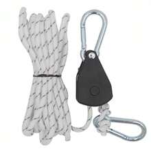 Tensor de cuerda de tienda de campaña, hebilla fija, polea, tensor de trinquete, ganchos para cuerda de toldo de camping al aire libre, herramienta de elevación - Negro - Ver 10