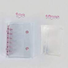 Carpeta de anillas transparente portátil A7 con diseño de doble hebilla, puede almacenar fotos hermosas. Se puede usar para exhibir colecciones de pegatinas, aplicable a libros de pegatinas, cuadernos, artículos de oficina, útiles escolares y útiles de regreso a la escuela. - multicolor - Ver 12