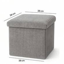 Taburete Organizador de Pana de 38x38x38 cm Tela Suave para Sala de Estar Decoración de Interiores Moderna Plegable Organizador Textura Relieve Multiusos. - Verde - Ver 4
