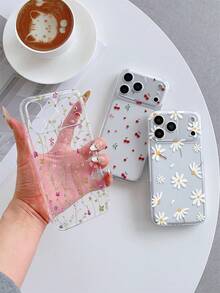 3件套透明防摔软TPU手机壳，UV花卉图案，兼容、Galaxy S25/S25+/S25 Ultra、S24/S24+、荣耀400/400 Pro/500/500 Pro、A3/A5、13C/14C/15C（国际版） - 彩色 - 查看 2