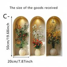 3pcs Nordic Style Plant Wall Stickers, Creative Arched Window Visual Effect, Waterproof Vinyl Decals, Suitable For Living Room Sofa Backdrop, Dining Room, Hallway And Home Office Decor - Multicolor - View 11