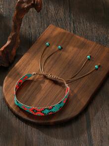 SOUL BEADING 波西米亚串珠耳环，复古假日风格，绿松石色、黑色、多色珠子，几何菱形不对称图案，手工编织，优雅别致的时尚配饰，适合女性、情侣、日常佩戴和送礼 - 手工串珠手鍊 - 查看 16