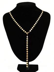 1 chiếc vòng cổ dài đính sequin tua rua, thích hợp cho nữ giới đeo hàng ngày. - Vàng - Xem 3