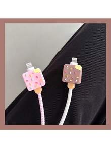 4件套冰淇淋造型充电器保护套和螺旋数据线保护套 - 彩色 - 查看 9