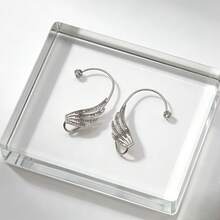 1 par de pendientes de clip con diseño de alas de ángel, joyería de moda adecuada para uso diario sin perforación - Multicolor - Ver 4