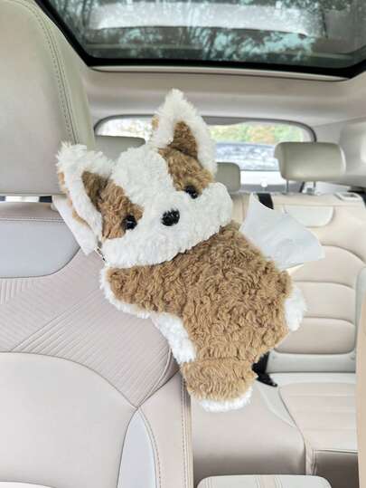 Hộp đựng khăn giấy hình chó Corgi dễ thương, giá treo khăn giấy cho xe hơi, phụ kiện trang trí xe hơi.