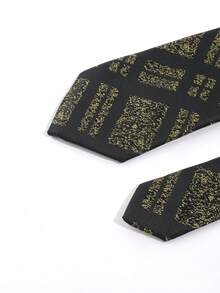 1条黑色几何提花领带 - 黑色 - 查看 2