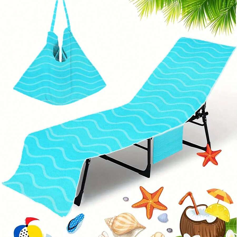 1 chiếc bọc ghế bãi biển, dòng sản phẩm độc quyền mùa hè, bọc ghế nằm hồ bơi bằng sợi siêu mềm, nhanh khô, bọc ghế bãi biển có túi, phụ kiện kỳ nghỉ, vật dụng cần thiết khi đi du lịch. - A - Xem 1