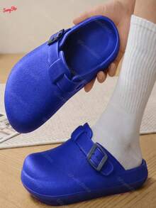 Sandalias cómodas para mujer suaves ligeras antideslizantes resistentes ideales para playa casa verano y uso diario informal - azul real - Ver 3