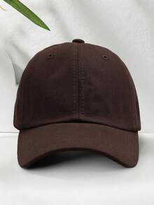 1pc Men's Solid Color Adjustable Baseball Cap, Outdoor Casual Sun Protection Hat With Embroidery, Fashionable Street Style For Spring/Autumn Outdoor, Travel, Beach,Summer,Holiday - Coffee - View 3