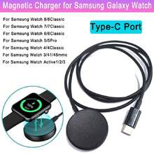 Wireless Magnetic Charger For Galaxy Watch 6/5/5 Pro/4/3/Active 1/2, Portable USB Type-C Data Cable Charging Dock - Black - View 1