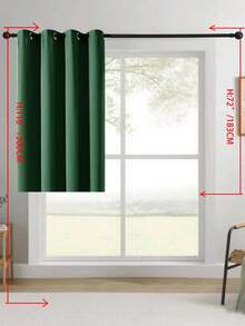 1pc/2pcs Solid Color Polyester Curtains, Energy Blackout Light Blocking Thermal Insulated Curtains For Kitchen, Dining Room, Living Room, Bedroom, Study Room In Black, Deep Grey - Dark Green - View 31