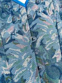 Áo corset không dây in họa tiết bất đối xứng cổ điển dành cho nữ, tiệc năm mới, ngày lễ tình nhân, áo ngày lễ - Màu xanh lam - Xem 4