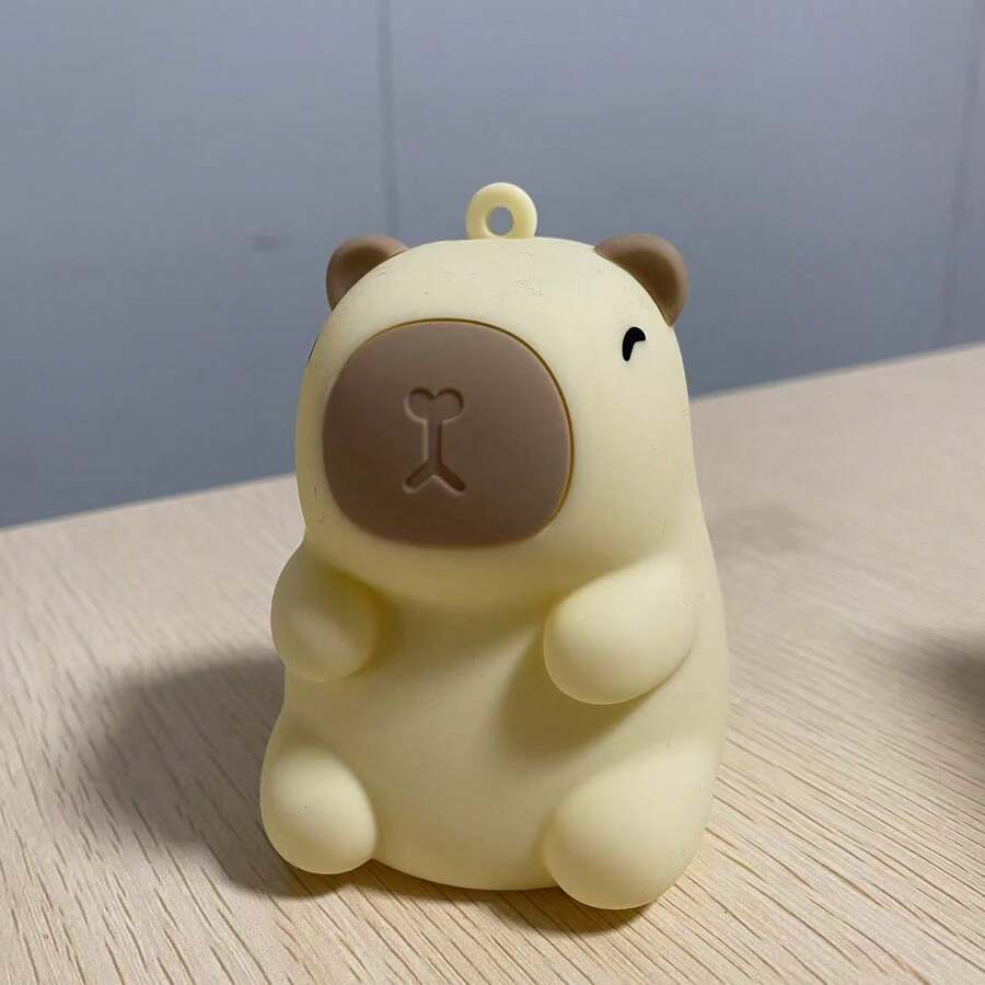 可爱迷你水豚造型硅胶灯，触控操作，USB充电，可调光，卧室氛围灯 - 七彩 - 查看 1