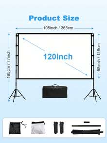 GAINVANE Màn chiếu ngoài trời kèm chân đế, màn hình phim di động 84/100/120 inch - Màn chiếu gấp gọn 16:9 4K HD chống nhăn kèm túi đựng tiện lợi cho các buổi xem phim, cắm trại và tiệc tùng, hỗ trợ chiếu hai mặt. - Xem 11
