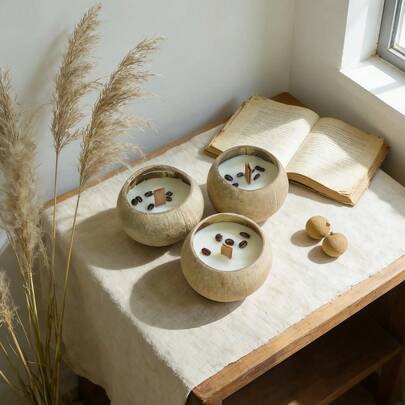 1 cây nến thơm vỏ dừa tự nhiên 100%, hương cà phê sữa dừa, thích hợp trang trí ngày lễ, làm quà sinh nhật, quà lưu niệm và quà nhỏ, trang trí bàn làm việc và trang trí nội thất, đạo cụ chụp ảnh.