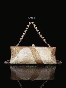 Sparkling Sequin Tote Bag, Dazzling And Charming, Elegant And Exquisite, Decorated With Rhinestones, A Captivating Handbag Suitable For Party Girls, Ladies And Women, The Perfect Choice For Parties, Weddings, Balls, Galas/Banquets, And An Excellent Gift For Women. This Party Bag Pairs Perfectly With Holiday Party Dresses, Evening Gowns, And Sequin Dresses. - Gold - View 6