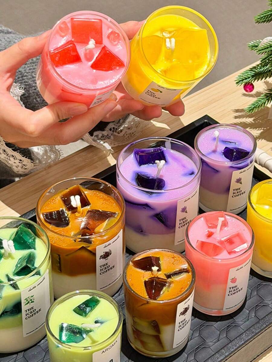 1 buah Lilin Aroma Kopi Dingin Kreatif, Lilin Suasana Gradien, Aroma Berlapis, Aroma Segar Alami Tahan Lama, Meningkatkan Kebahagiaan, Cocok untuk Dekorasi Lembut di Meja - Berbagai gaya - View 1