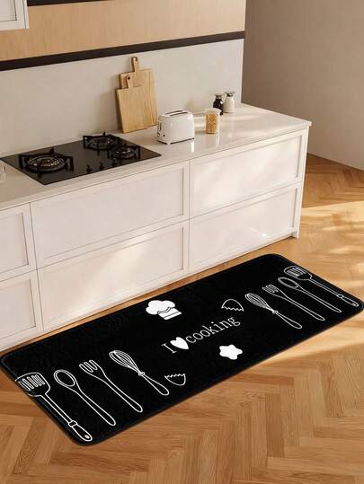 Thảm trải sàn nhà bếp họa tiết dụng cụ nhà bếp tối giản, 1 chiếc, hai lựa chọn thiết kế, thảm trang trí nhà bếp hình vuông bằng len giả, mềm mại và dễ lau chùi, thích hợp cho lối vào, nhà bếp, phòng ăn, nhà nghỉ, khách sạn, phòng khách, hành lang, quà tặng ngày lễ, sản phẩm mới mùa xuân/hè.