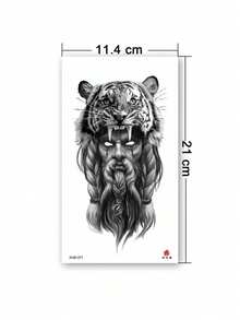 1 张人体彩绘临时纹身贴纸，男女通用，描老虎猎人图案，防水假纹身，持续 2-5 天，可覆盖整个手臂、手腕、肩膀、腿部、腰部、颈部、手部、胸部、大腿、手指等部位，可遮盖疤痕，适合派对、礼物、度假、身体装饰等场合。 - 黑色的 - 查看 6