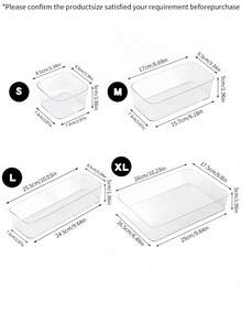 1/4/5/6/8pcs Transparent Plastic Drawer Organizer Set, Makeup Storage Box, Decorative Vanity Tray, Desk Organizer For Cosmetics, Jewelry, Small Items In Kitchen, Bedroom, Bathroom, Office - Clear - View 8