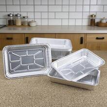 10pcs/Pack Disposable Thick Aluminum Foil Baking Trays, Large Capacity Rectangular Baking Pans, Suitable For Home Baking, Oven And Air Fryer - Silver - View 8