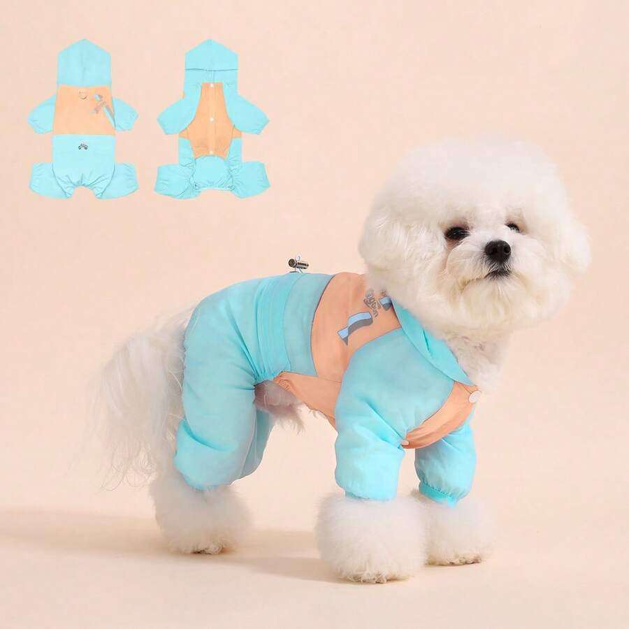 Áo khoác mỏng có mũ cho chó Poodle, Teddy, Bichon Frise và các giống chó nhỏ, kiểu dáng thời trang. - Màu xanh bạc hà - Xem 1