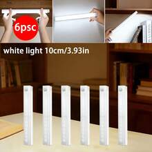 6pcs Magnetic Sensor Lights, Warm/White Light Options, Wireless USB Rechargeable, Suitable For Bedroom, Hallway, Stairs, Living Room, Kitchen, Wardrobe, Garage And More Scenarios - 6-strip Long Strip Sensor Lights - View 19