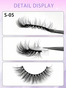 ENCHUW 5 Pairs False Lashes Soft Lashes Thick Eye Lashes False Eyelashes Natural Look Cat Eye Lashes Wispy Fake Eyelashes Fluffy Natural Eye Lashes - Black - View 3