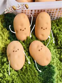 1pc/3pcs/5pcs Cute Potato Shaped Erasers - Inspired By Tomato Turning Into Potato Design, Office Supplies - Realistic Fries And Salad Erasers, Oval Shape (No Residue) - Fun Stationery Accessories - Multicolor - View 8