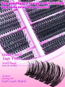 800pcs Cluster False Eyelashes Set: Includes A Mix Of 30D, 40D, 50D, 60D, 80D And 100D Styles. Made With 0.07mm Synthetic Mink Fibers, Featuring Natural Curls And Lengths Ranging From 8mm To 16mm, Suitable For Beginners. - 白色 - 查看 3