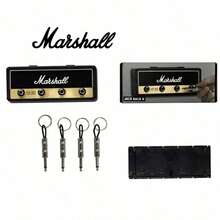 Guitar Keychain And Key Holder Set, Wall Mounted Guitarist Gift Box With 4 Guitar Jack Plug Keychains, Unique Music Themed Key Rack For Men Women, Home Entryway Wall Decor Organizer - 黑色鑰匙圈底座+四個插頭 - 查看 6