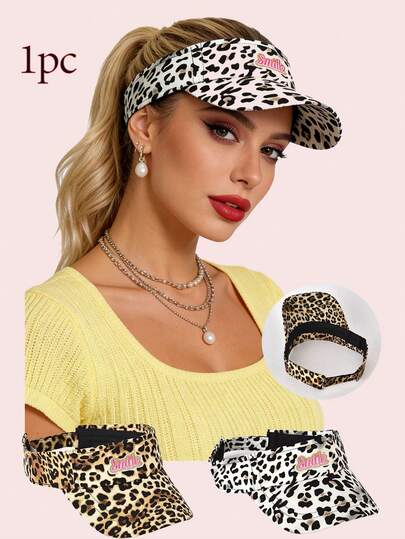 1 chiếc mũ lưỡi trai nữ thời trang in họa tiết da báo chữ "Smile", kiểu dáng mở đỉnh, thích hợp cho leo núi, hoạt động ngoài trời, thể thao và du lịch, mũ nữ thời trang và tiện dụng.