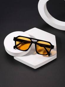 1 gọng kính kiểu phi công nam, gọng polycarbonate, màu đen cam, phong cách tối giản cá tính, thường ngày, cổ điển, đa năng, thời trang, thích hợp đeo hàng ngày, chụp ảnh đường phố, du lịch, nghỉ dưỡng. Kèm hộp đựng kính. - Nhiều màu - Xem 5