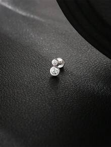 1件女款莫桑石925純銀耳環，經典浪漫耳釘，平背式軟骨與耳垂耳環，適合日常穿戴、婚禮、訂婚及其他場合，精緻珠寶 - 銀色 - 查看 2