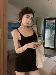 Women Short Dresses - Black - View 8