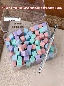 100pcs Mini Sponge Blocks With 4-Claw Tweezers, Stainless Steel Manicure Tools - Nail Gel Gradient Color Sponge, Gradient Nail Polish Tools, Gel Nail Polish Sponge, Suitable For Manicure, Gel Nail Polish And Mirror Powder, Durable Nail Art Tools, Nail Art Set, Multiple Colors Available - Multicolor - View 11