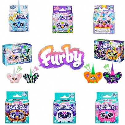 Hasbro Furby Furblets Bub-Lee Mini Ami, plus de 45 sons et musiques, ne parle que le Furbish, jouets en peluche électroniques, rose et blanc, cadeaux de rentrée scolaire, à partir de 6 ans