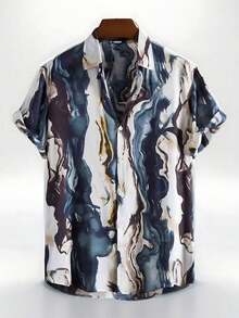 Summer Hawaiian Floral Short Sleeve Polo For Men - A508D-AL23662 - 查看 1