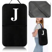 1 pieza Bolsa para paleta de bolas Bolsa para bolas de tenis con patrón de iniciales de la A a la Z Funda protectora negra para raqueta con cremallera Bolsa para raqueta de tenis Mochila para bolas para mujeres - Negro - Ver 26