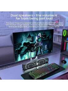 HP WS10 Pro Speaker, Computer Speakers, Desktop Multimedia Speakers, Subwoofer, USB, Long Bar Gaming Surround, Stereo Player, Laptop Speakers - View 4