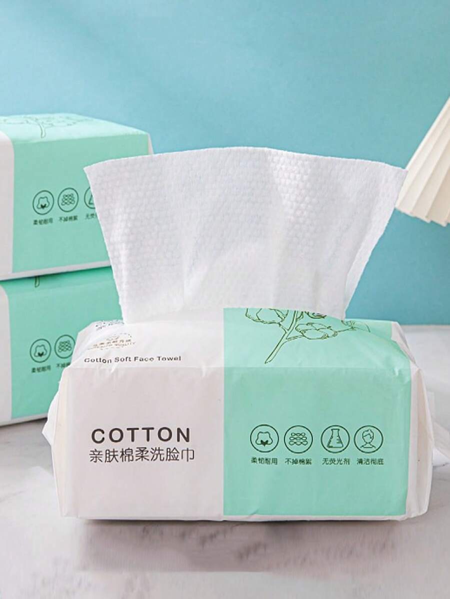 70 chiếc/gói Khăn mặt bằng cotton mềm dùng một lần, dày dặn, thích hợp cho việc làm sạch, chăm sóc sắc đẹp và tẩy trang. - trắng - Xem 1