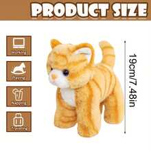 BLUESLEMON Realistic Orange Striped Plush Cat Doll, Lifelike Cat Stuffed Animal, Plush Doll For Birthday Party, Holiday, Home Decor - Multicolor - View 3